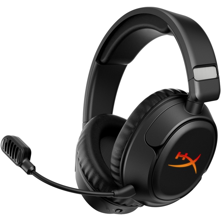 Безжични слушалки Gaming HyperX Cloud Flight 2, Персонализирана RGB подсветка с подвижни пластини за чашките, Автономност 100 часа, 2.4GHz/Bluetooth, NGENUITY, Instant Pair с определени лаптопи OMEN, Мултиплатформени, 50 мм драйвери, Черен