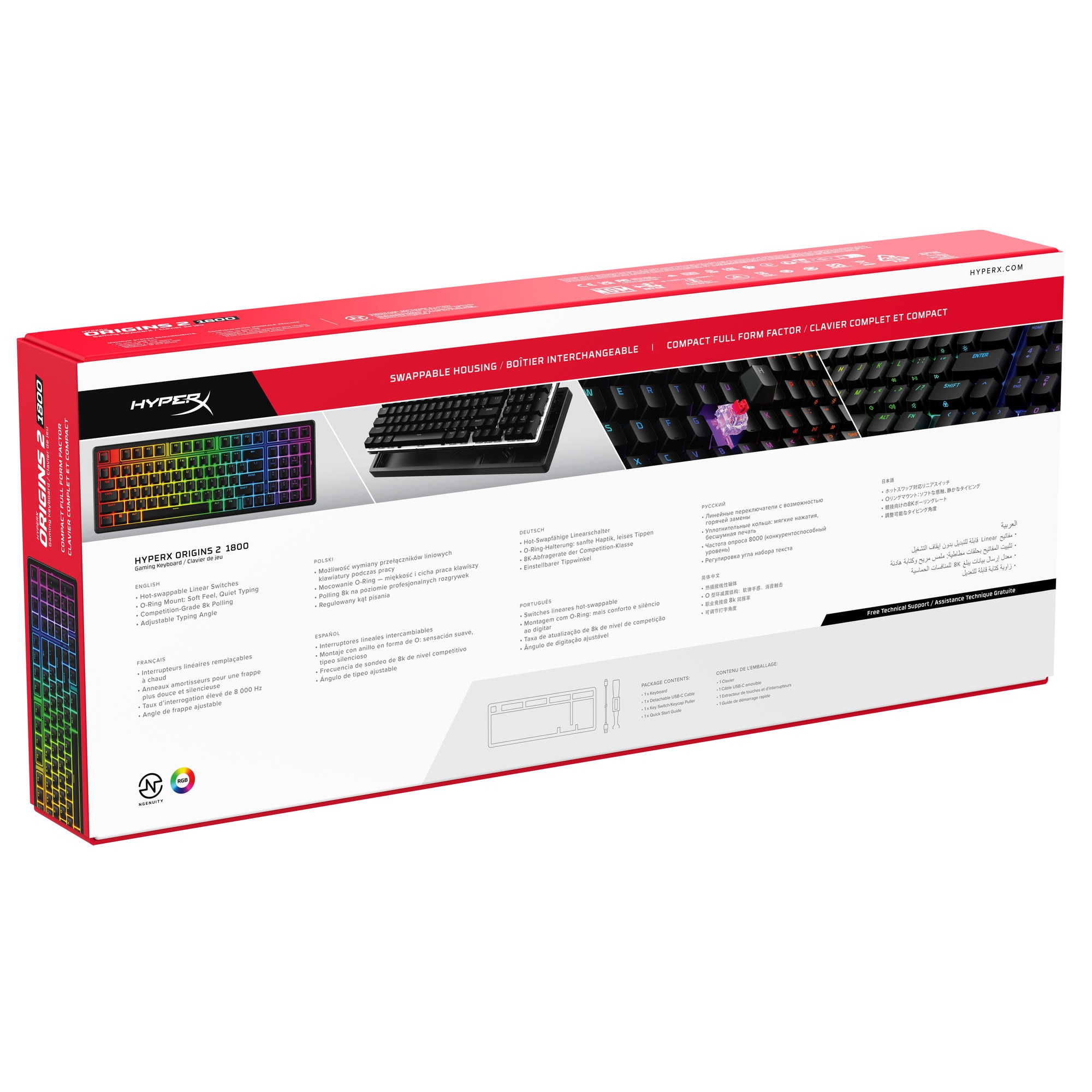 Tastatura gaming mecanica HyperX Origins 2 1800, iluminare RGB