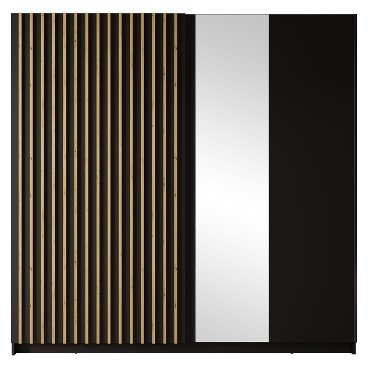 Dulap cu usi glisante Tenvu, MIRJAN 24, negru + stejar artisan, 62x201x199 cm