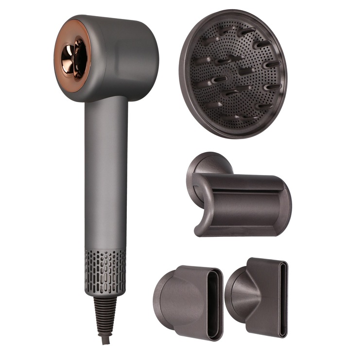 Extralink hajszárító, 1500W, 4 tartozék, koncentrátor + diffúzor, hideg levegő, ergonomikus fogantyú, professzionális hajszárító, otthoni használatra