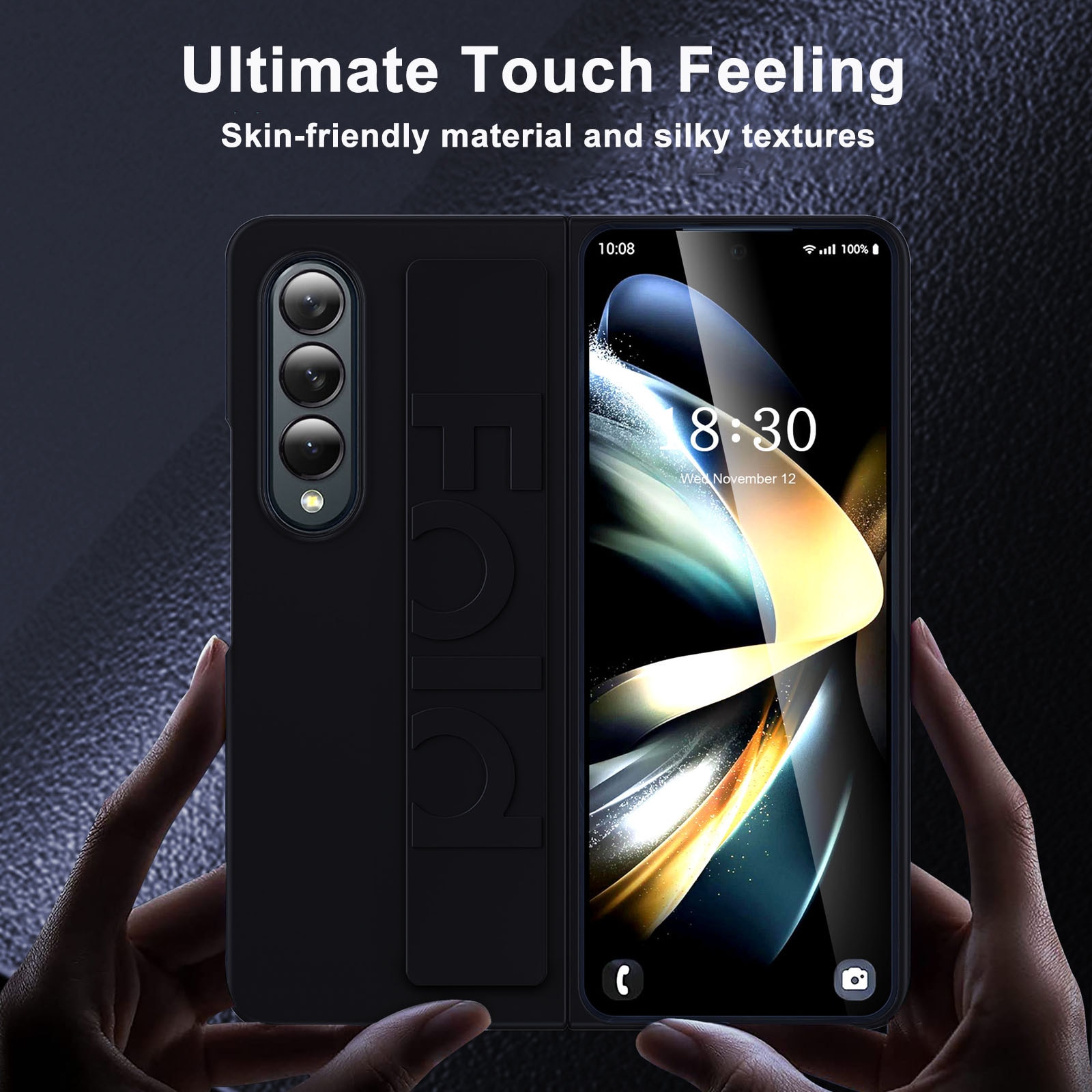 Huse telefoane, AFKSMILE, Husa de protectie compatibila Samsung Galaxy Z Fold 3, Prindere Sigura cu Curea Elastica, Protectie completa, Anti-soc, Decupaje Precise, Rezistenta la impact, Pentru barbati si femei, PC, Negru