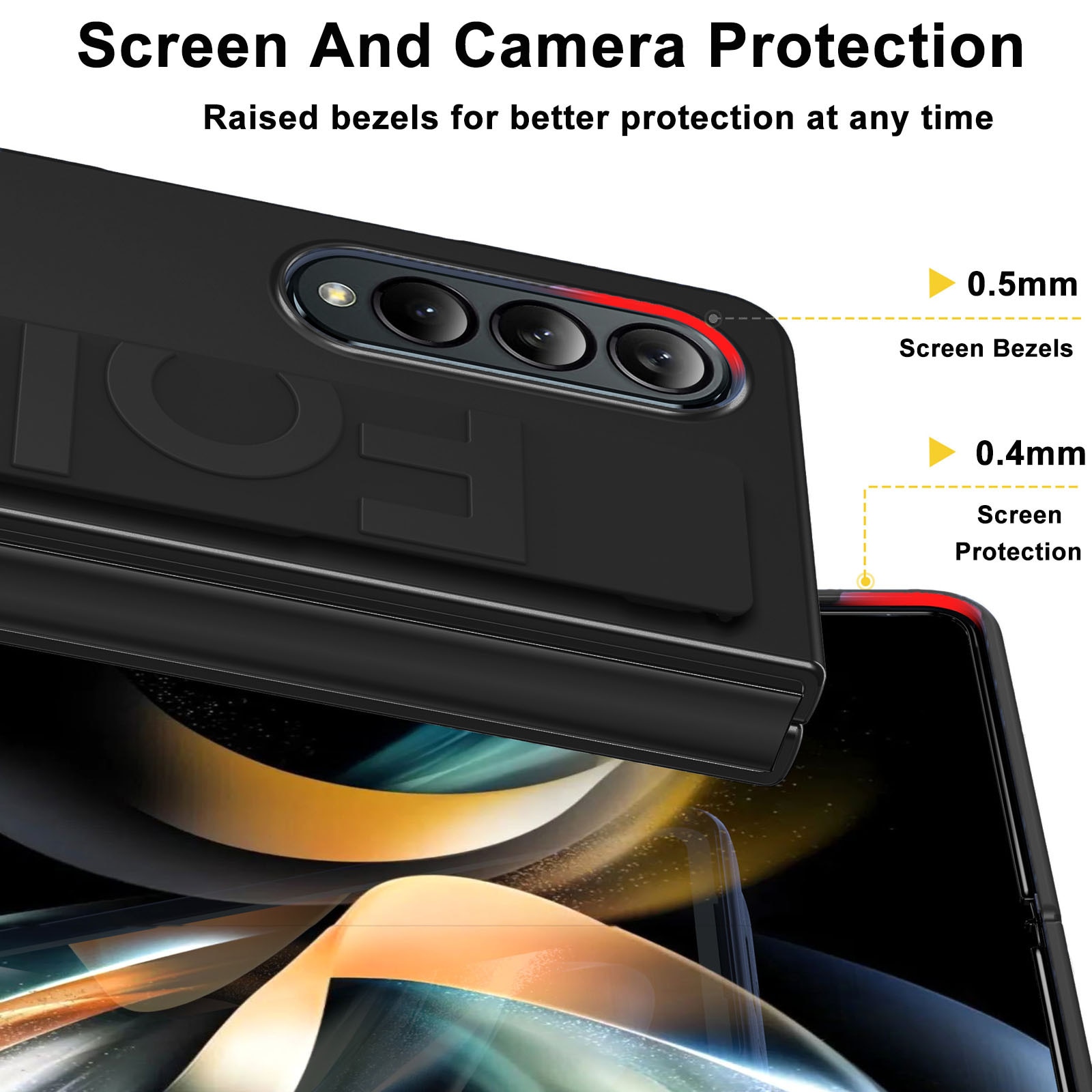 Huse telefoane, AFKSMILE, Husa de protectie compatibila Samsung Galaxy Z Fold 3, Prindere Sigura cu Curea Elastica, Protectie completa, Anti-soc, Decupaje Precise, Rezistenta la impact, Pentru barbati si femei, PC, Negru