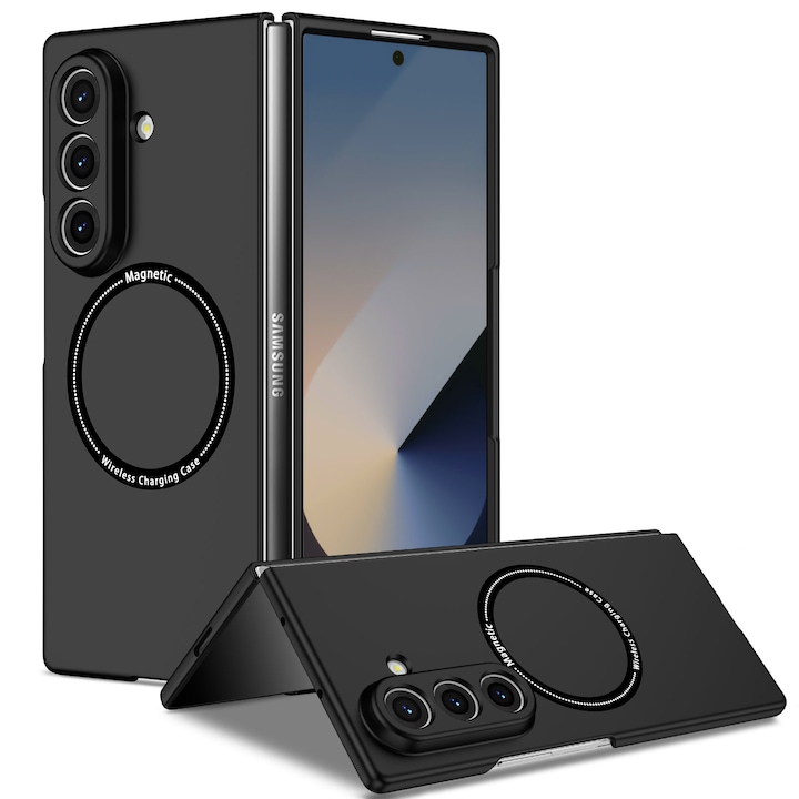 Huse telefoane, AFKSMILE, compatibila cu Samsung Galaxy Z Fold 7, Compatibil cu Magsafe, Protectie completa, Anti-soc, Decupaje Precise, Rezistenta la impact, Pentru barbati si femei, Silicon, Negru
