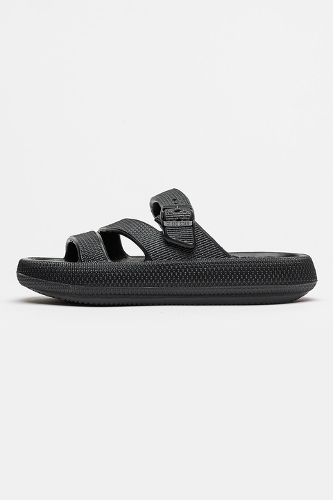 Big Star, Papuci texturati cu barete multiple, Negru, 41
