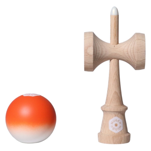 Kendama MUGEN MUSOU RAINBOW, Portocaliu, Lemn Natural, Varf