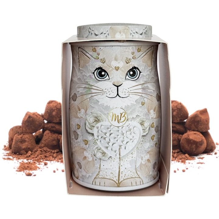 Trufe de ciocolată Monty Bojangles, White Rose Mini, 4 bucăți, 36g, ambalaj metalic