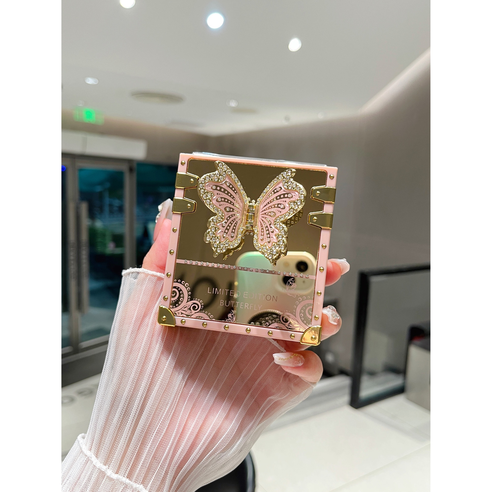 Husa pentru Samsung Galaxy Z Flip7, Protectie durabila din TPU, Protectie Integrala Anti-Soc, Design Durabil, LIXR-03EN®, Suport roz pentru fluturi，Roz