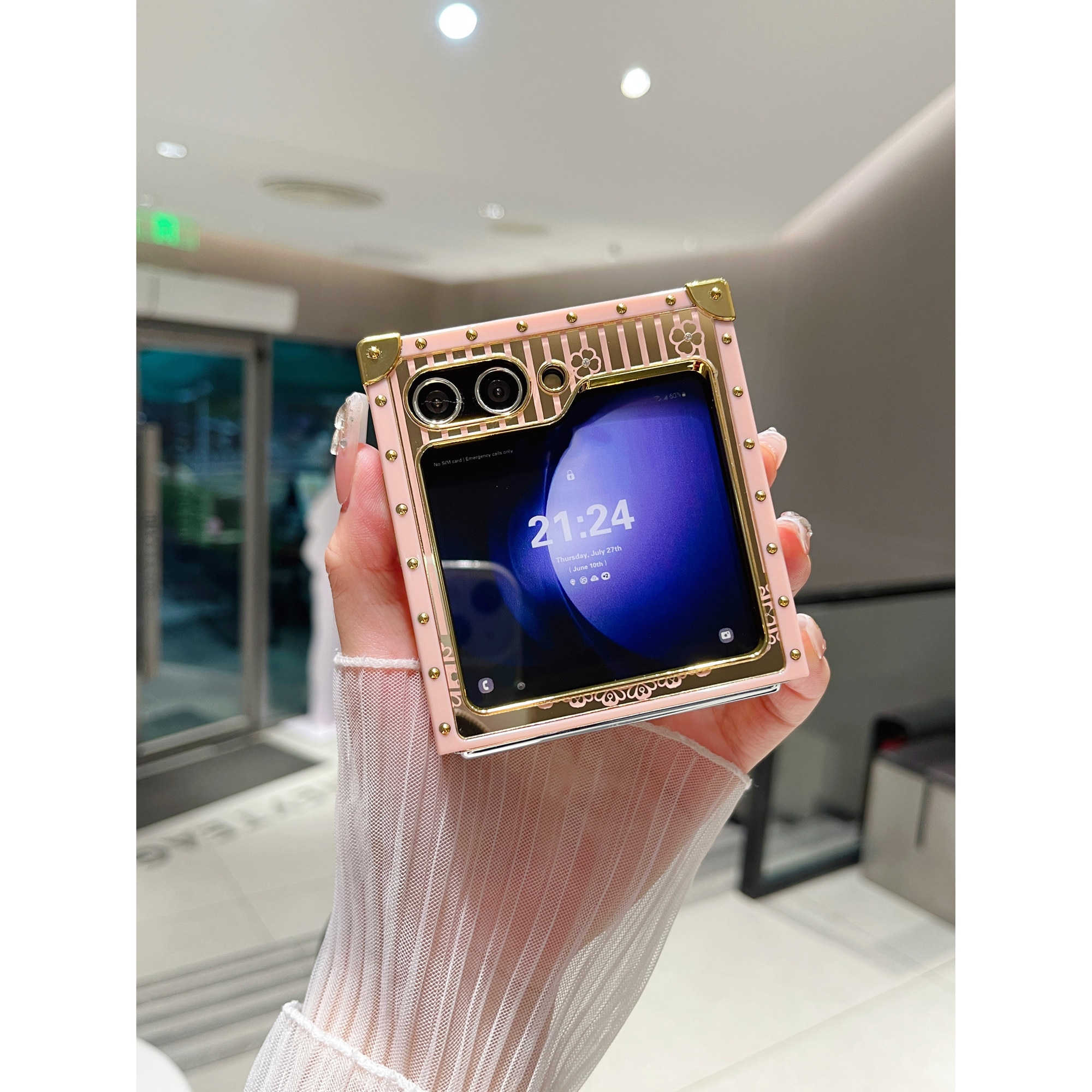 Husa pentru Samsung Galaxy Z Flip7, Protectie durabila din TPU, Protectie Integrala Anti-Soc, Design Durabil, LIXR-03EN®, Suport roz pentru fluturi，Roz