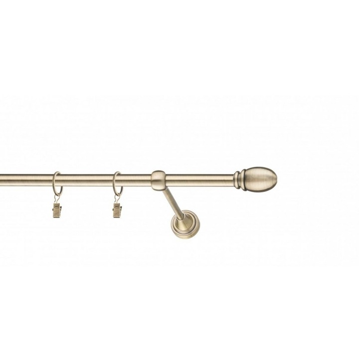 galerie metal 16 mm AMERIKA simpla, auriu-antic, 240 cm, capete ST. LOUIS