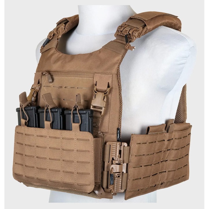 Vesta Tactica, Specna Arms, Plate Carrier Qr, Sistem De Eliberare Rapida, Sistem Molle Taiat Cu Laser, Material Cordura 500D, Cummerband Reglabil, Tan