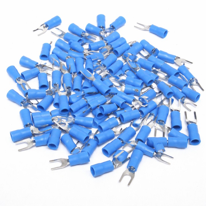 Set 100 Papuci electrici tip furca Ø 4mm albastri