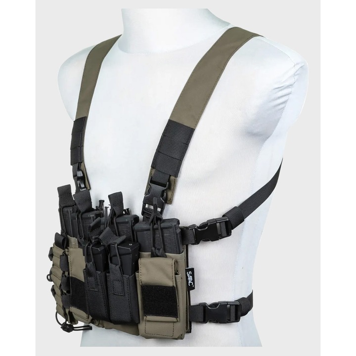 Vesta Tactica, Specna Arms, Chest Rig Adaptabil, Material Cordura 500D, Incarcatoare Pentru Magazine, Sistem De Bretele H, Velcro Pentru Plate Carrier, Usoara, Ranger Green