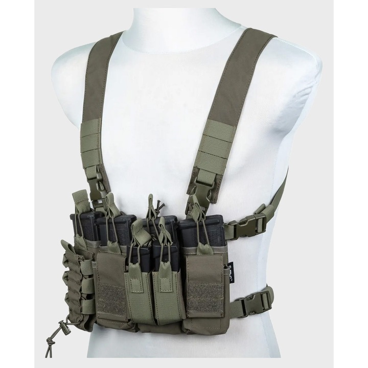 Vesta Tactica, Specna Arms, Chest Rig Adaptabil, Material Cordura 500D, Incarcatoare Pentru Magazine, Sistem De Bretele H, Velcro Pentru Plate Carrier, Usoara, Olive