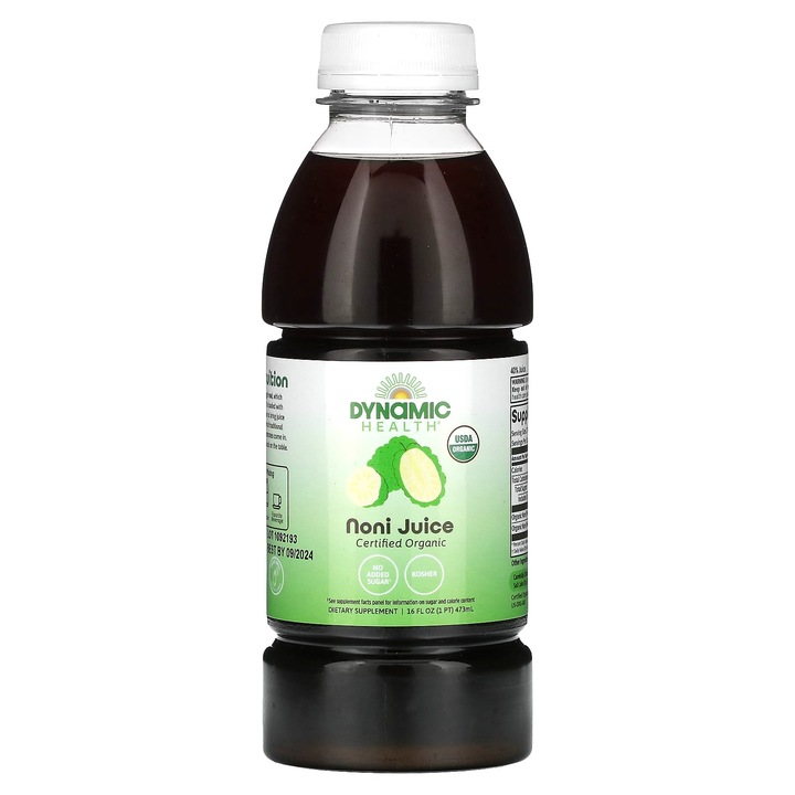 Suc organic de noni, Dynamic Health, 473 ml, fara zahar adaugat