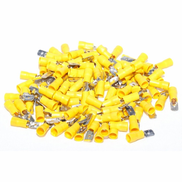 Set 100 Papuci electrici galbeni tata 6.3mm