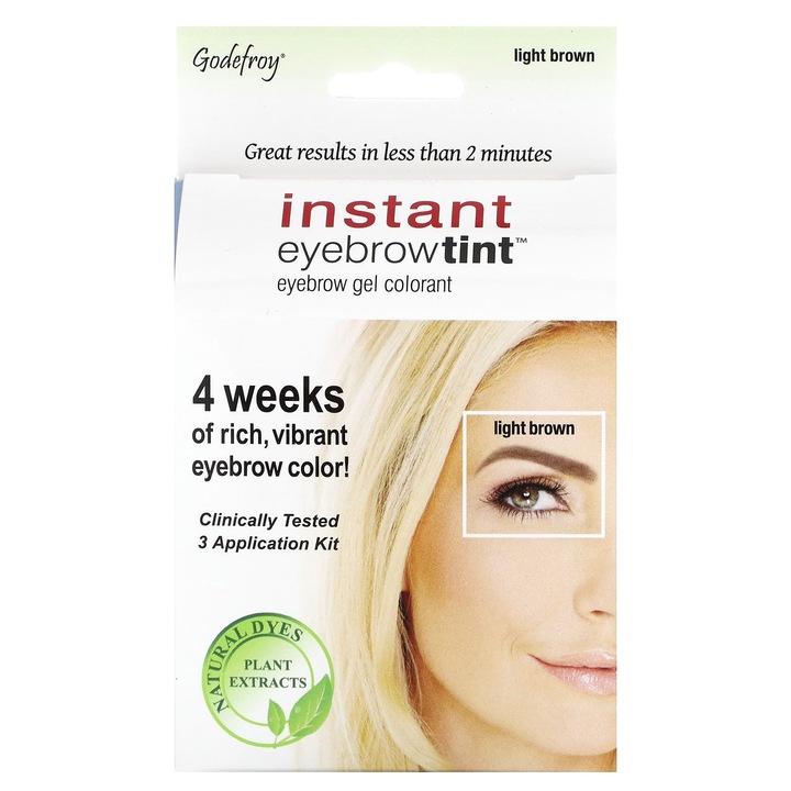 Godefroy, colorare sprancene Instant, brun deschis, 4 saptamani culoare intensa