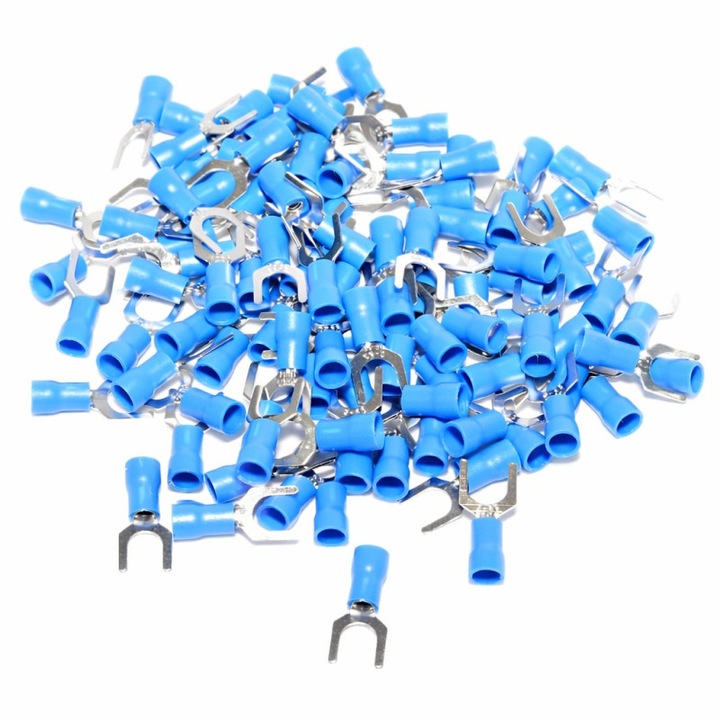 Set 100 Papuci electrici tip furca Ø 6mm albastri