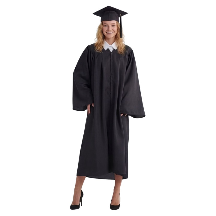 Set Toga si Toca Absolvire ZOYA Fashion Negru cu Medalion An 2026 Marime 116/122