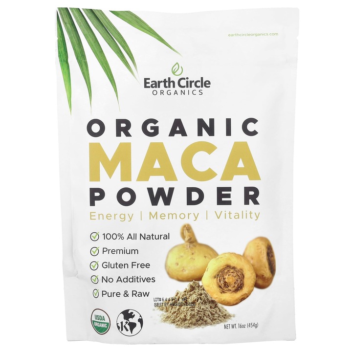 Pudră de Maca, Earth Circle Organics, 454 g, 100% natural, organică