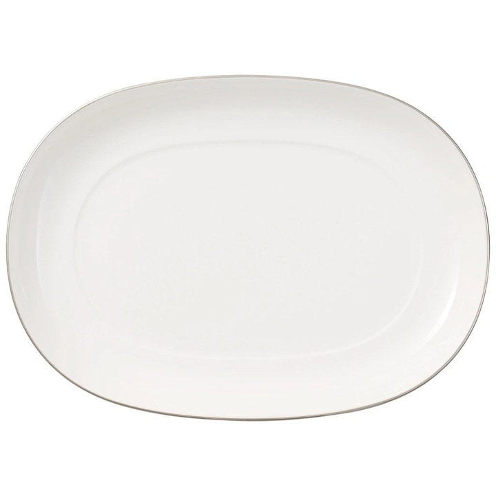 VILLEROY & BOCH ANMUT PLATINUM kollekció, ovális porcelán tányér, 20cm, fehér