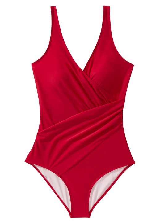 Női fürdőruha, RXRXCOCO, egyrészes, V-nyakú, kivágott hátú, piros, rugalmas anyag