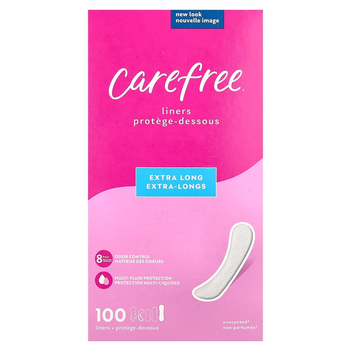 Tampoane Carefree Acti-Fresh Extra Long, bezzapachowe, 100 bucati, 8 ore protectie