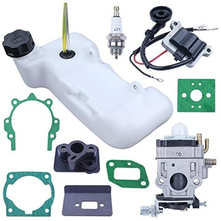 Kit carburator si bobina de aprindere pentru motocoasa 43CC 52CC 47CC 40-5, 1 bujie, 5 garnituri