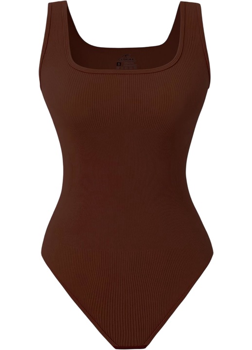 Női alakformáló body, CLDFHX, S, barna, vékony pántokkal