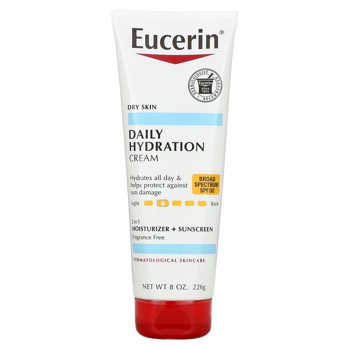 Crema hidratanta Eucerin, SPF 30, 226 g, pentru piele uscata, fara parfum