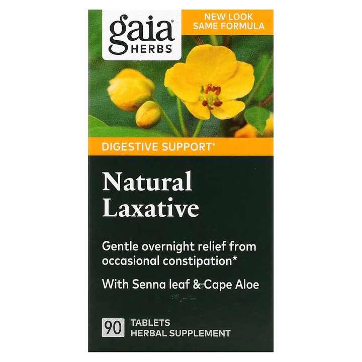 Supliment alimentar, Gaia Herbs, laxativ natural, 90 tablete, vegan, fara gluten