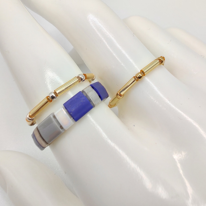 3 darab elasztikus gyűrű szett Miyuki gyöngyökkel Japánból Saphira CZM-545, Többszínű, 50-52 MM