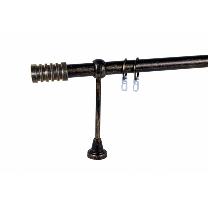 galerie metal 25 mm BRAZILIA simpla, negru-auriu, 120 cm, capete SAO PAULO