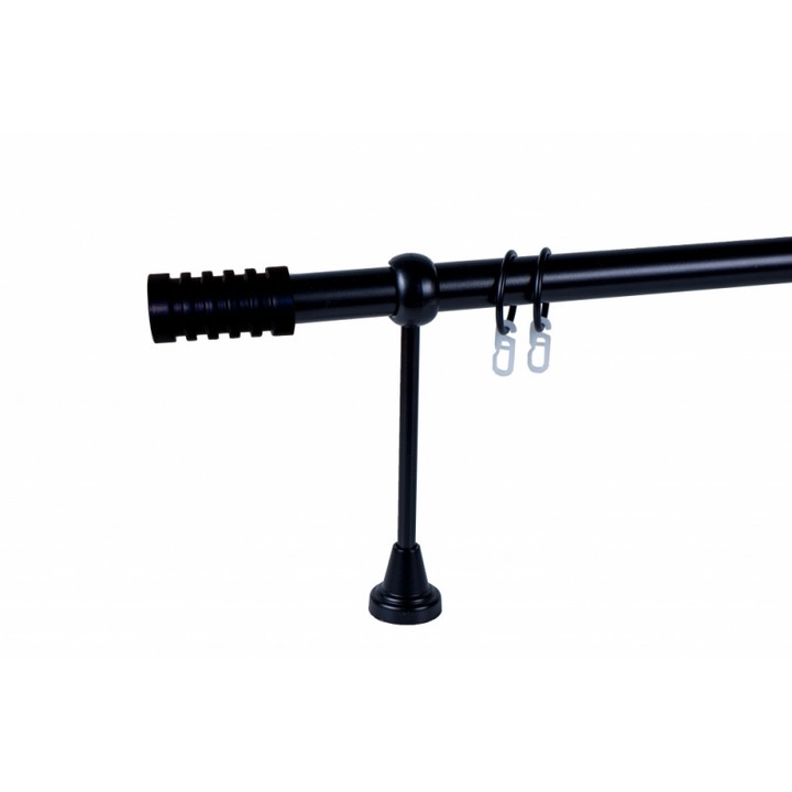 galerie metal 25 mm BRAZILIA simpla, negru, 160 cm, capete SAO PAULO