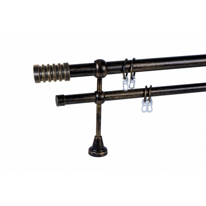 galerie metal 25/19 mm BRAZILIA dubla, negru-auriu, 160 cm, capete SAO PAULO