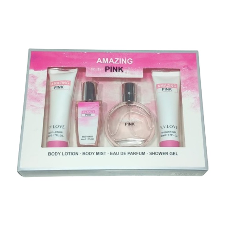 Set Amazing Pink Testápoló, Testpermet, Parfüm és Tusfürdő