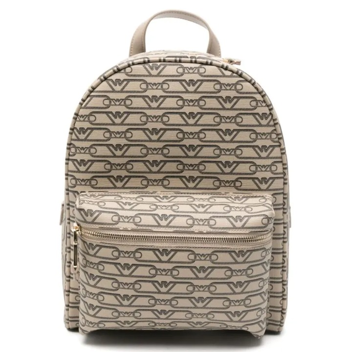 Emporio Armani EW000372AF11951-F1074 Rucsac dama bej cu logo monogram, 29x23x11 cm