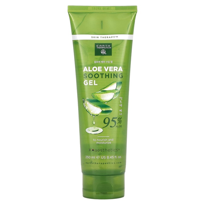 Gel calmant cu aloe vera, Earth Therapeutics, 250 ml, 95% aloe, fara parabeni, pentru femei