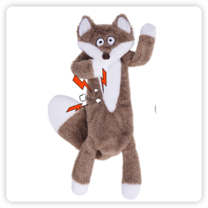 HGB Jucarie pentru Caini tip Vulpe Maro, Fara Umplutura, cu Squeaker si Hartie Fosnitoare, Material Dublu Strat – Catifea Moale si Oxford Rezistent la Muscaturi, Jucarie de Ros si Tug-of-War pentru Caini Mici, Medii si Mari