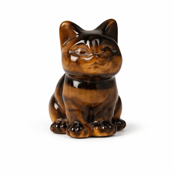 Tigrisszem Macska Figura, CraftMystic, Energia Védelem, Barna-arany, 4cm