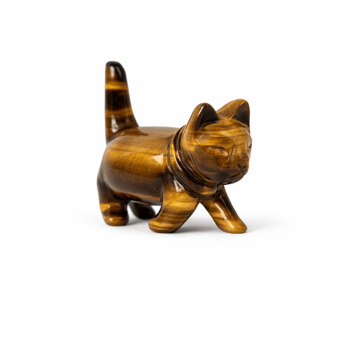 Tigrisszem Macska figura, CraftMystic, 5cm, Barna-arany, Kézzel csiszolt