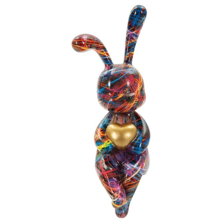 Figurină decorative Mauro Ferretti, iepure psihedelic, multicolor, 8x10x23cm, set 27x13cm
