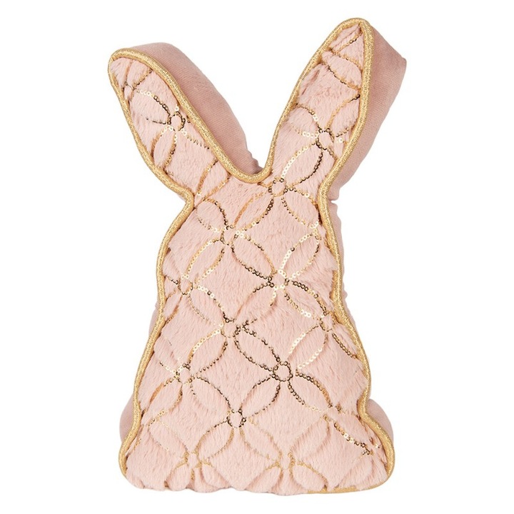 Perna decorativa Paste Iepuras poliester roz auriu 20x7x31 cm
