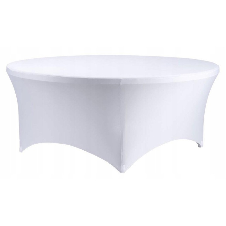 Husa elastica, fata de masa alba neteda pentru masa de catering, diametru 180 cm, 180 g