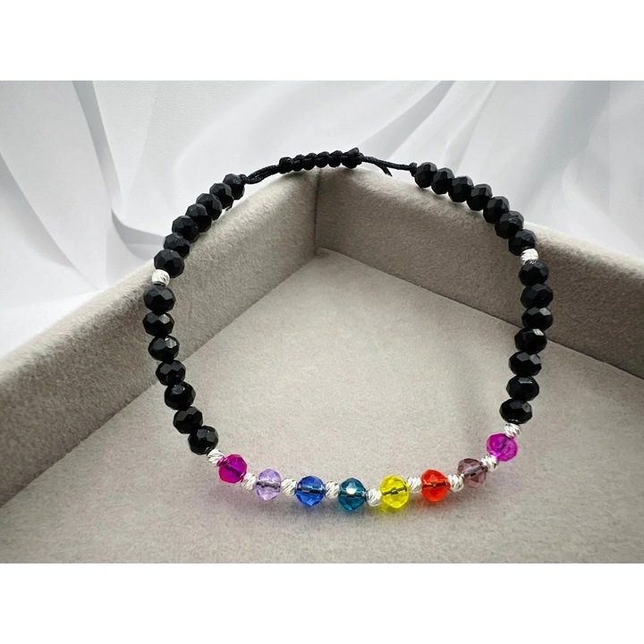 Bratara cu cristale si 11 bilute argint 925, ARG34