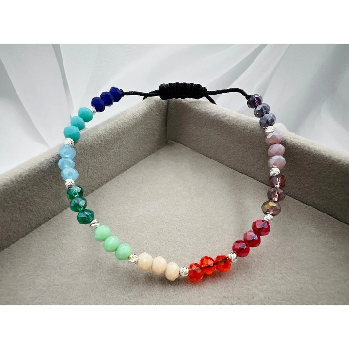 Bratara cu cristale si 10 bilute argint 925, ARG33