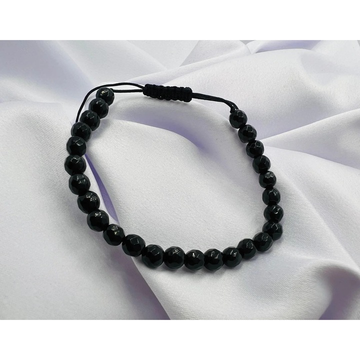 Bratara cu snur reglabil si onix fatetat, BPS04