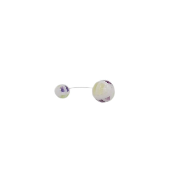 Percing de buric din silicon cu bile de plastic la capete de 6 si 4 mm violet cu galben si lungime 2, 5 cm Angela