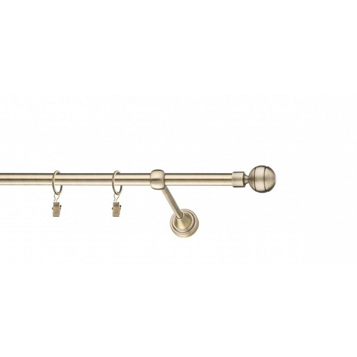 galerie metal 16 mm AMERIKA simpla, auriu-antic, 160 cm, capete NEW ORLEANS