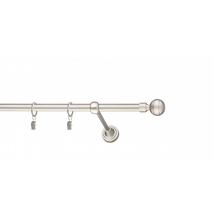 Galerie metal 16 mm AMERIKA, crom mat, 160 cm, set complet cu inele și capete