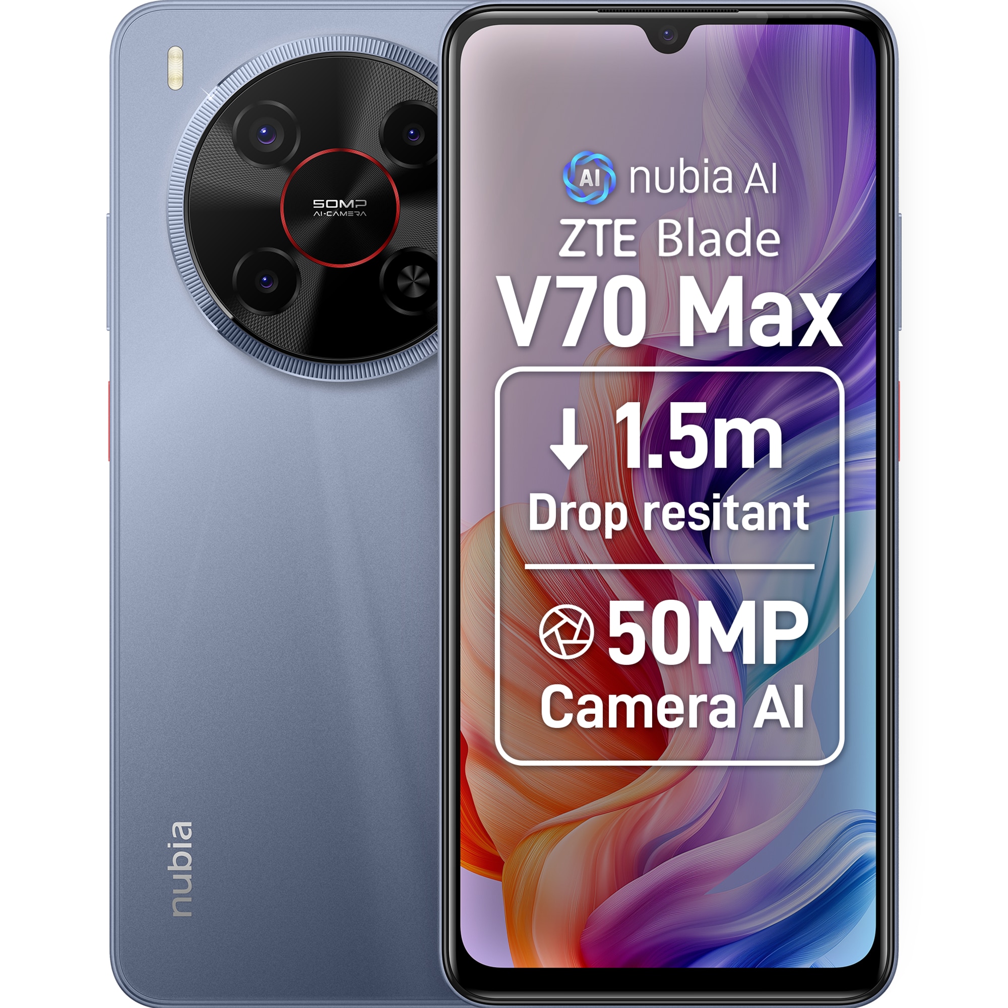 Telefon mobil ZTE Blade V70 Max, Dual SIM, 4GB, 128GB, 4G, Galactic Gray